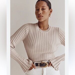 DISSH Light Beige Ribbed Long Sleeve Top